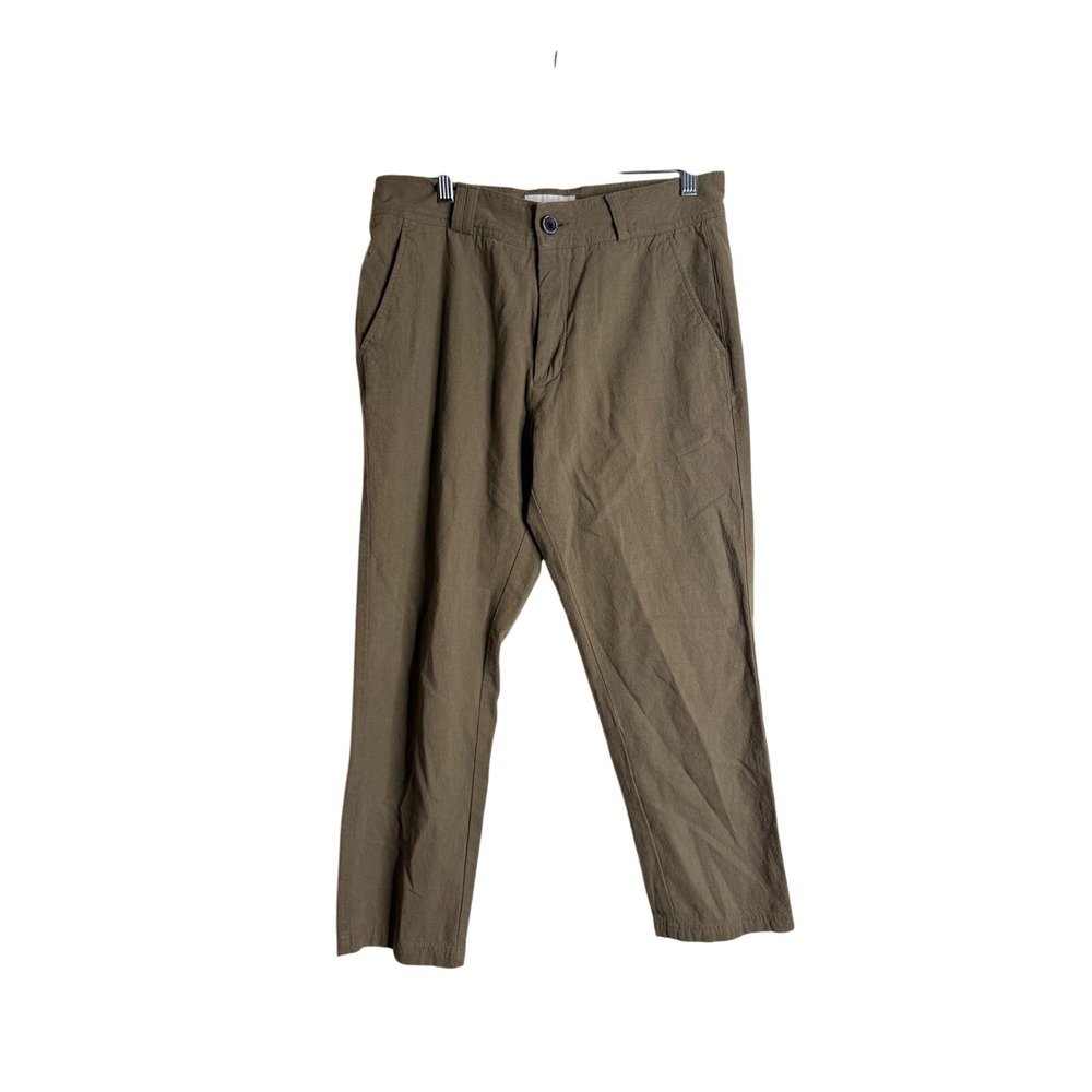 I Love Ugly Men M Slim Kobe Pant Olive Green Cotton Linen Ankle Cropped 31x25